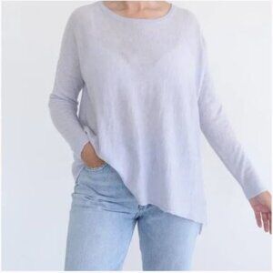 Eileen Fisher - Ice Blue Crewneck Merino Wool Blend Summer Sweater - Siz…